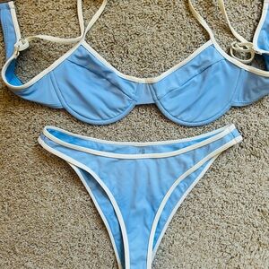 Blue and White Bikini Set